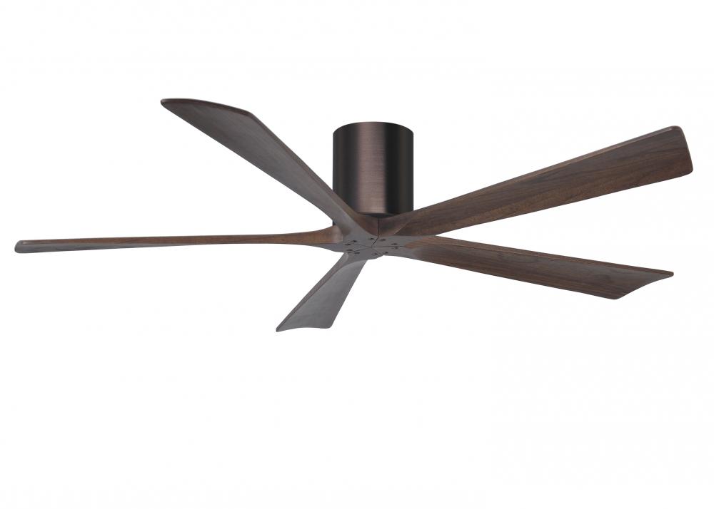 Irene-5H - 60&#34; Five Blade Flush Mount Paddle Fan - Brushed Bronze Finish - Walnut Tone Blades