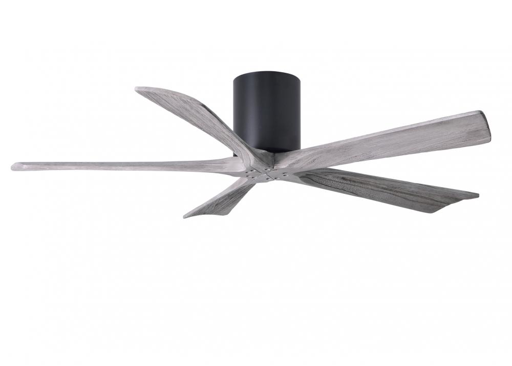 Irene-5H - 52&#34; Five Blade Flush Mount Paddle Fan - Matte Black Finish - Barn Wood Tone Blades