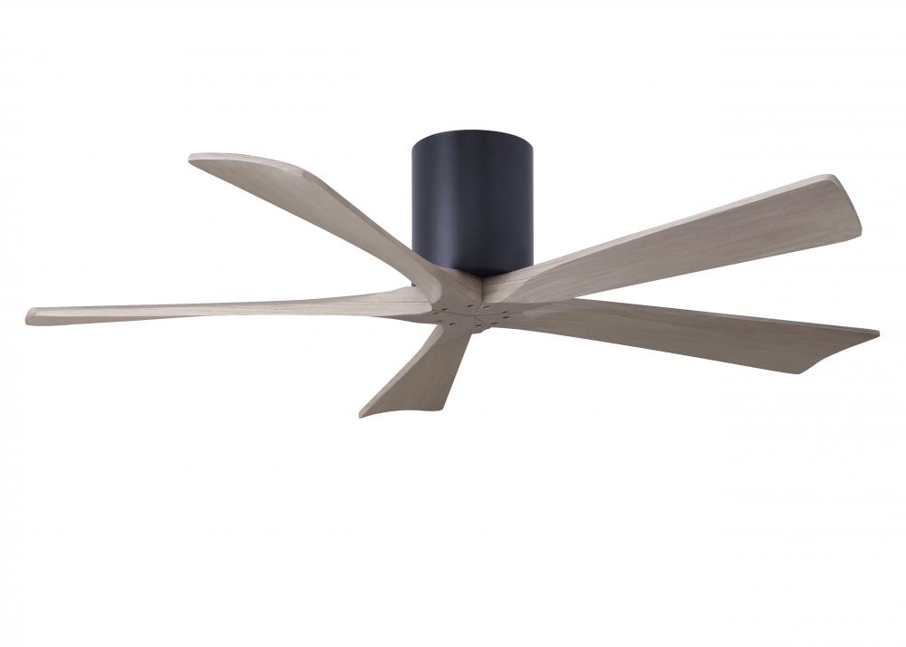 Irene-5H - 52&#34; Five Blade Flush Mount Paddle Fan - Matte Black Finish - Gray Ash Tone Blades