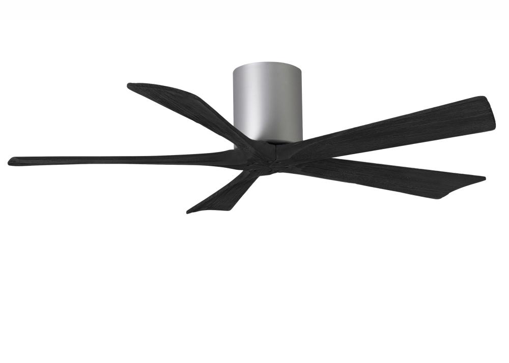 Irene-5H - 52&#34; Five Blade Flush Mount Paddle Fan - Brushed Nickel Finish - Matte Black Blades