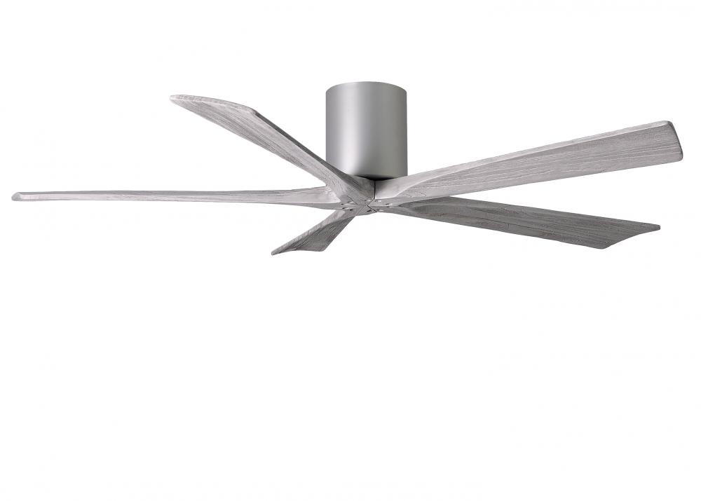 Irene-5H - 60&#34; Five Blade Flush Mount Paddle Fan - Brushed Nickel Finish - Barn Wood Tone Blades