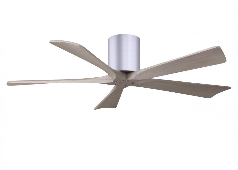 Irene-5H - 52&#34; Five Blade Flush Mount Paddle Fan - Brushed Nickel Finish - Gray Ash Tone Blades