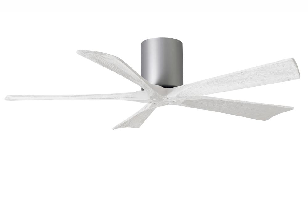 Irene-5H - 52&#34; Five Blade Flush Mount Paddle Fan - Brushed Nickel Finish - Matte White Blades