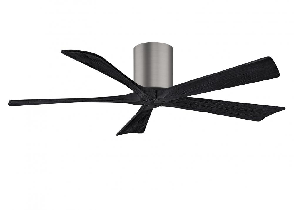 Irene-5H - 52&#34; Five Blade Flush Mount Paddle Fan - Brushed Pewter Finish - Matte Black Blades