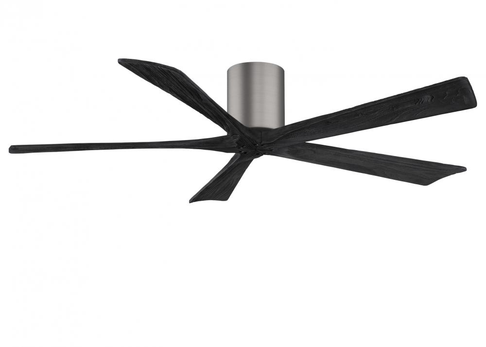 Irene-5H - 60&#34; Five Blade Flush Mount Paddle Fan - Brushed Pewter Finish - Matte Black Blades