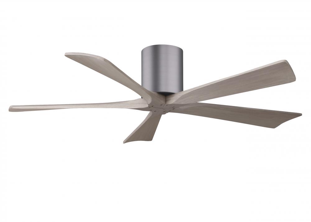 Irene-5H - 52&#34; Five Blade Flush Mount Paddle Fan - Brushed Pewter Finish - Gray Ash Tone Blades