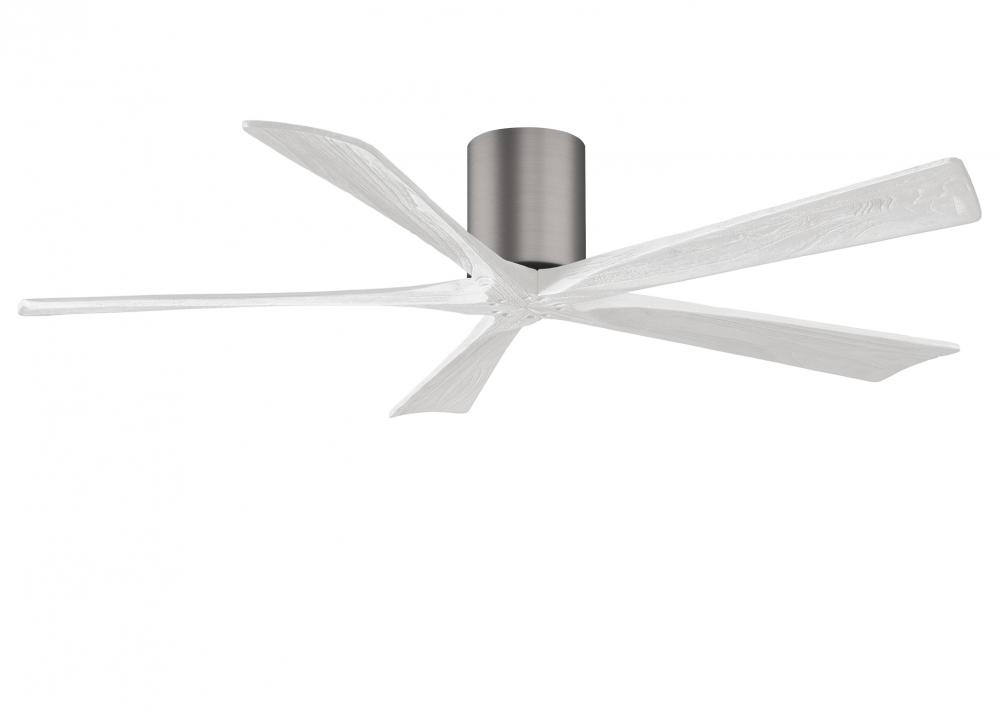 Irene-5H - 60&#34; Five Blade Flush Mount Paddle Fan - Brushed Pewter Finish - Matte White Blades