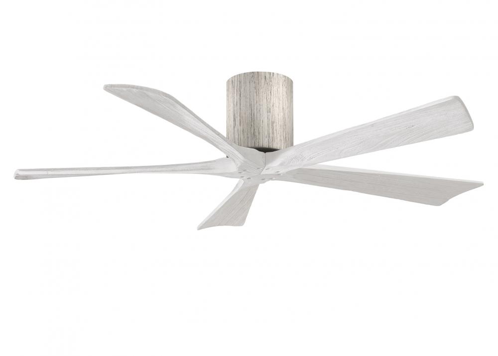 Irene-5H - 52&#34; Five Blade Flush Mount Paddle Fan - Barn Wood Tone Finish - Matte White Blades