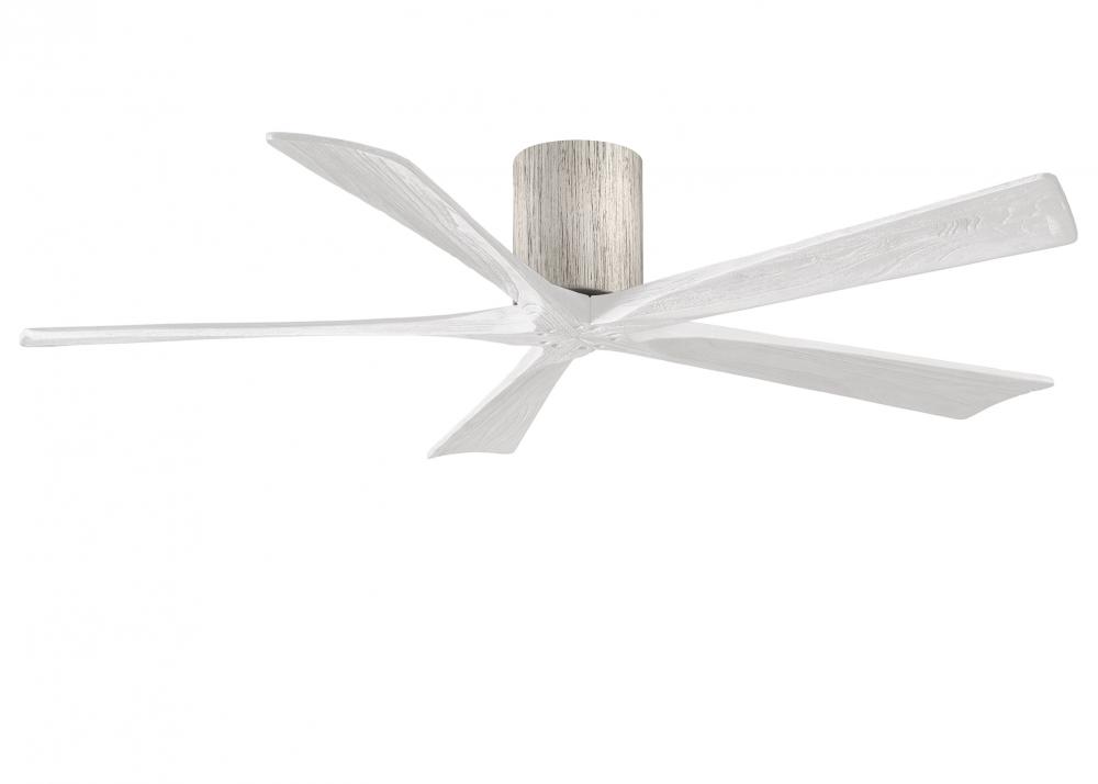 Irene-5H - 60&#34; Five Blade Flush Mount Paddle Fan - Barn Wood Tone Finish - Matte White Blades