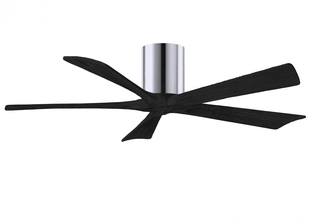 Irene-5H - 52&#34; Five Blade Flush Mount Paddle Fan - Polished Chrome Finish - Matte Black Blades
