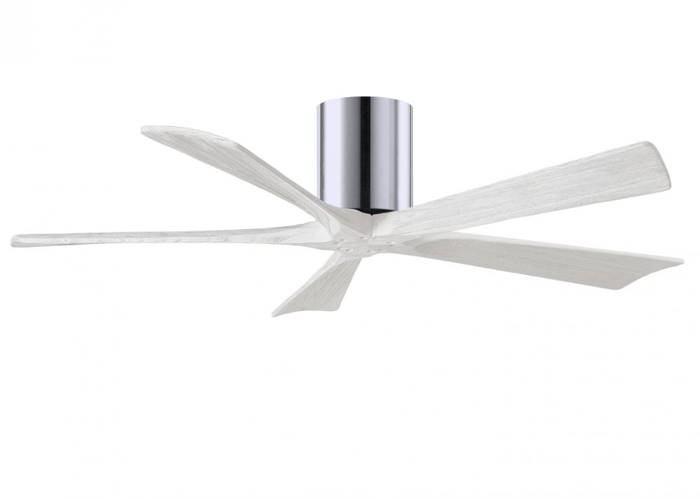 Irene-5H - 52&#34; Five Blade Flush Mount Paddle Fan - Polished Chrome Finish - Matte White Blades
