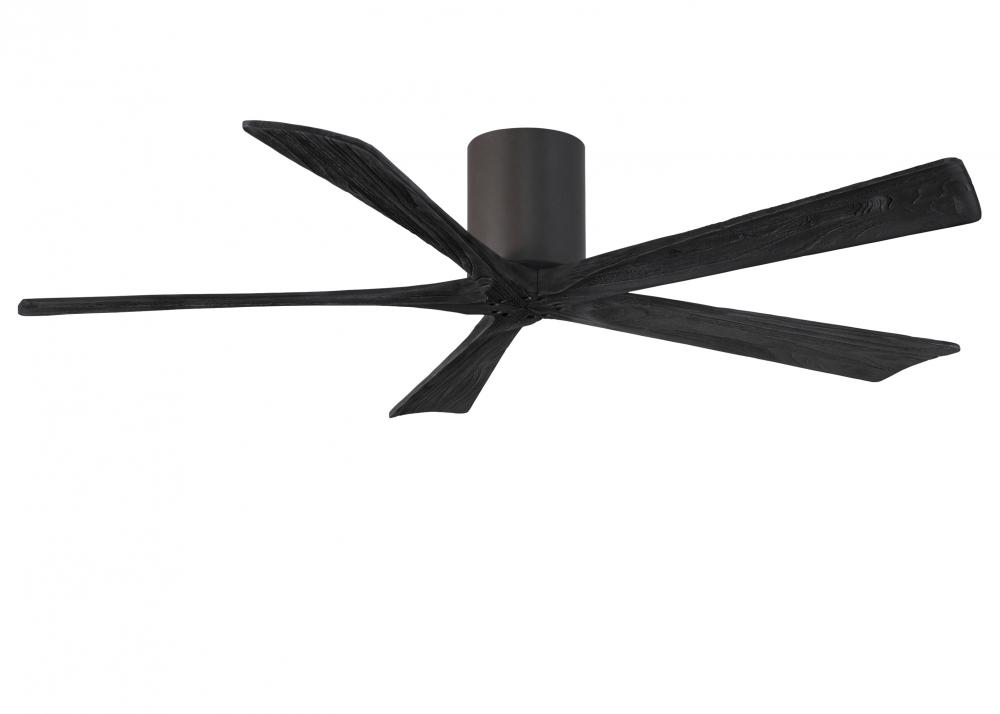 Irene-5H - 60&#34; Five Blade Flush Mount Paddle Fan - Textured Bronze Finish - Matte Black Blades