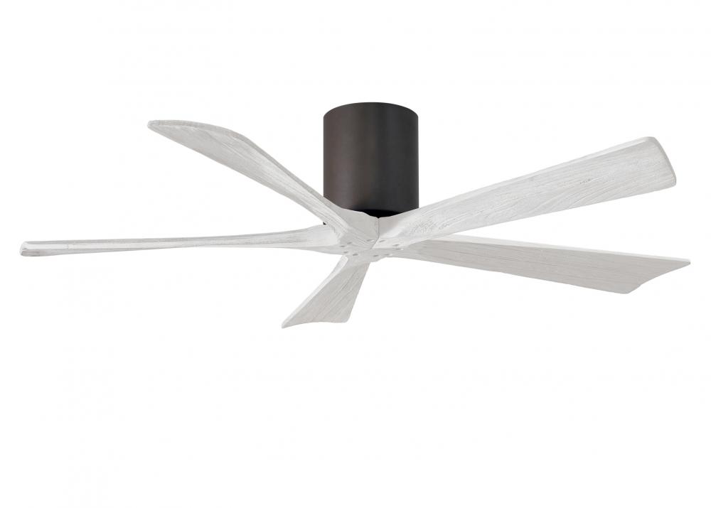 Irene-5H - 52&#34; Five Blade Flush Mount Paddle Fan - Textured Bronze Finish - Matte White Blades