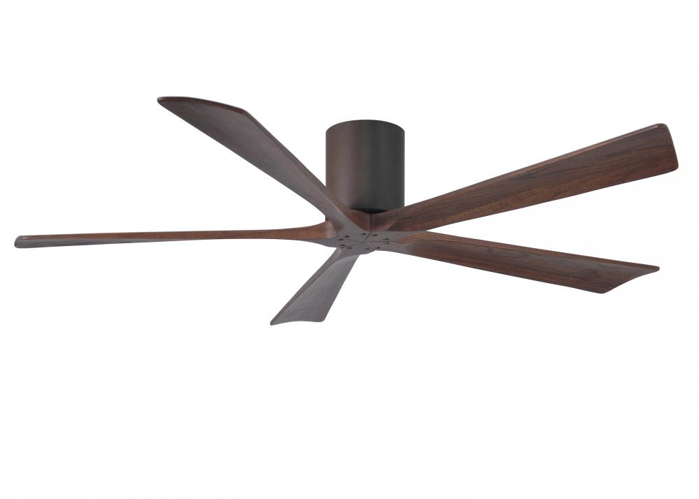Irene-5H - 60&#34; Five Blade Flush Mount Paddle Fan - Textured Bronze Finish - Walnut Tone Blades