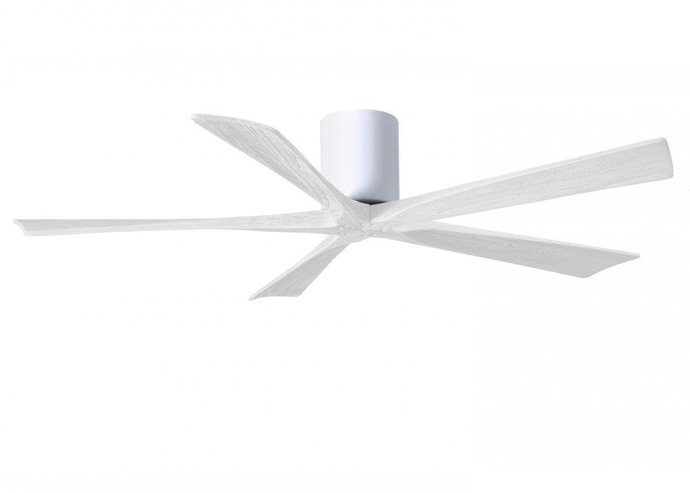 Irene-5H - 60&#34; Five Blade Flush Mount Paddle Fan - Gloss White Finish - Matte White Blades