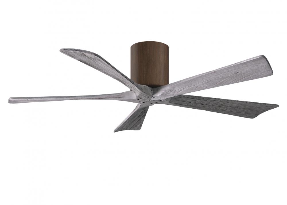 Irene-5H - 52&#34; Five Blade Flush Mount Paddle Fan - Walnut Tone Finish - Barn Wood Tone Blades