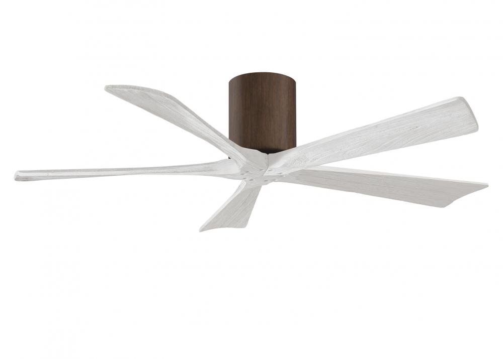 Irene-5H - 52&#34; Five Blade Flush Mount Paddle Fan - Walnut Tone Finish - Matte White Blades