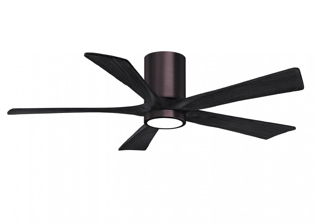 Irene-5HLK - 52&#34; Five Blade Flush Mount Paddle Fan - 5CCT Integrated LED - Brushed Bronze Finish