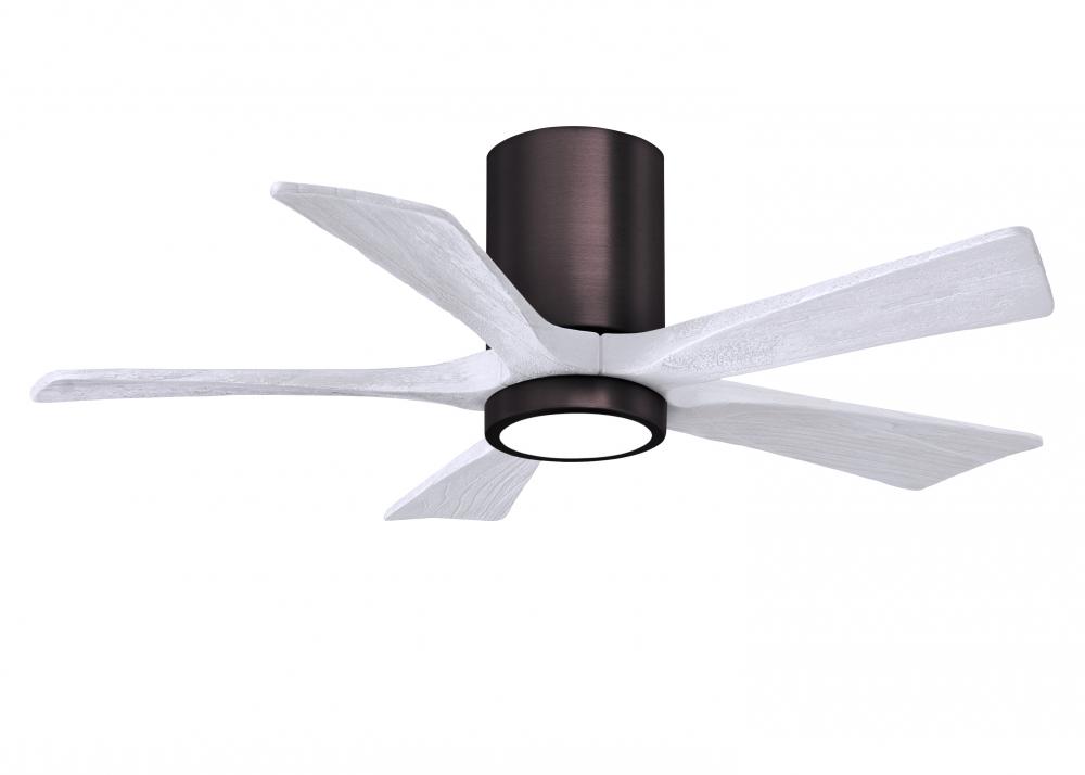 Irene-5HLK - 42&#34; Five Blade Flush Mount Paddle Fan - 5CCT Integrated LED - Brushed Bronze Finish