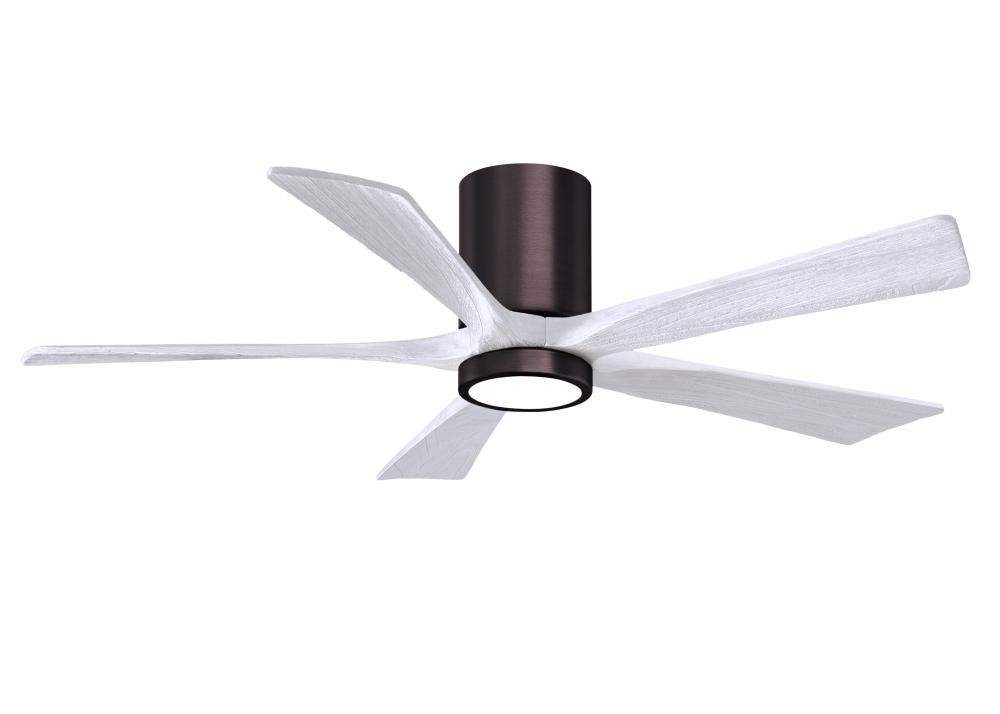 Irene-5HLK - 52&#34; Five Blade Flush Mount Paddle Fan - 5CCT Integrated LED - Brushed Bronze Finish