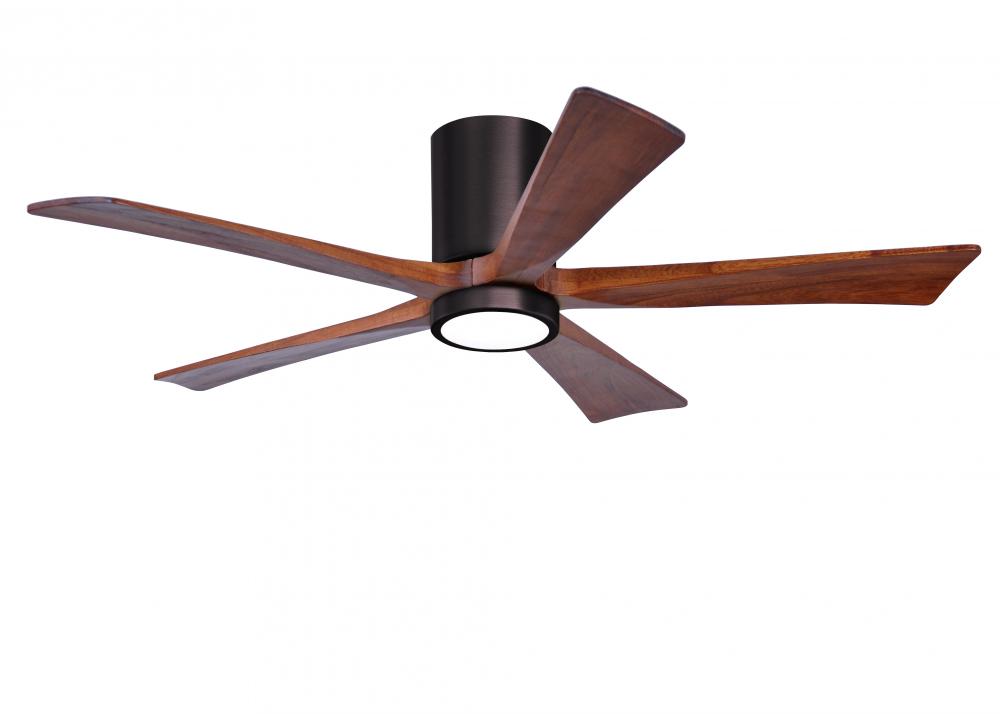 Irene-5HLK - 52&#34; Five Blade Flush Mount Paddle Fan - 5CCT Integrated LED - Brushed Bronze Finish