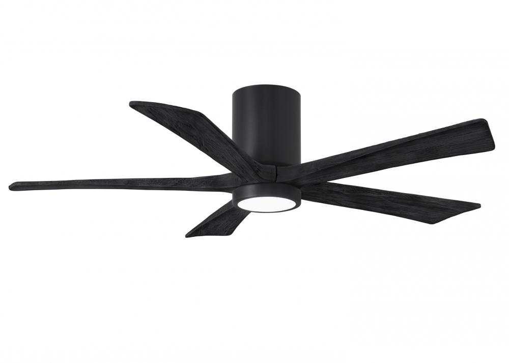Irene-5HLK - 52&#34; Five Blade Flush Mount Paddle Fan - 5CCT Integrated LED - Matte Black Finish