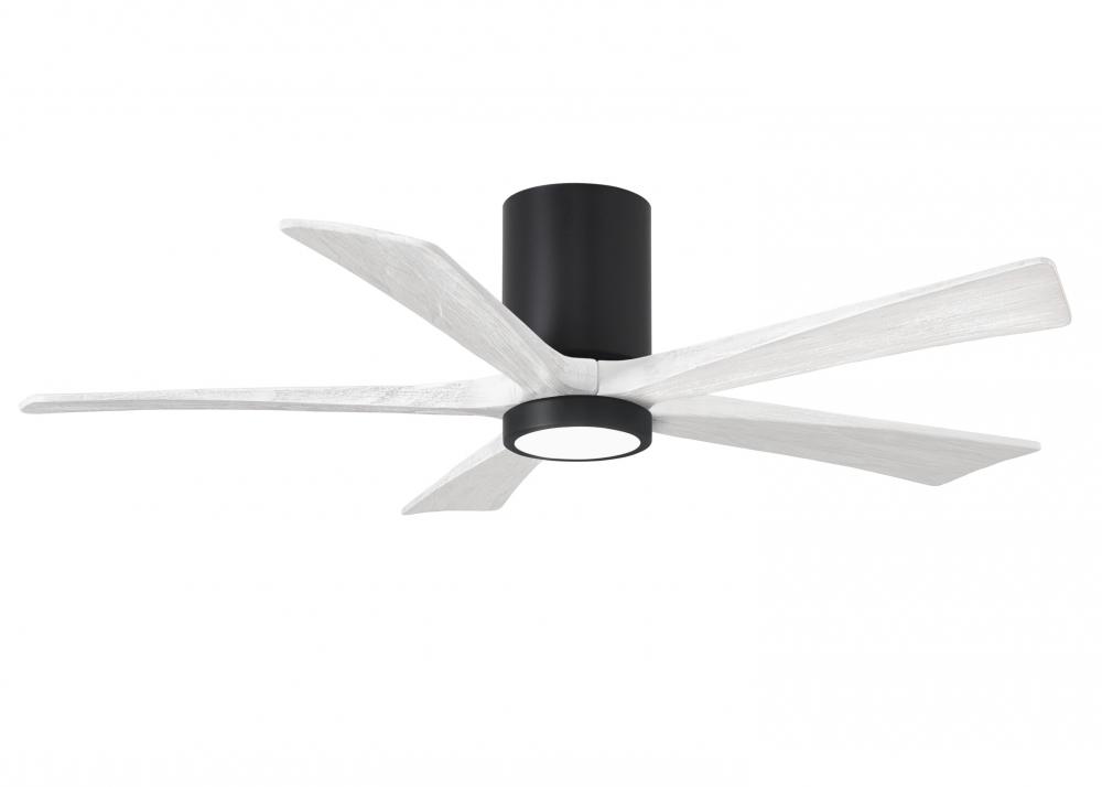 Irene-5HLK - 52&#34; Five Blade Flush Mount Paddle Fan - 5CCT Integrated LED - Matte Black Finish