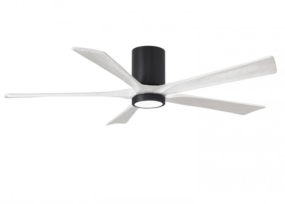 Irene-5HLK - 60&#34; Five Blade Flush Mount Paddle Fan - 5CCT Integrated LED - Matte Black Finish