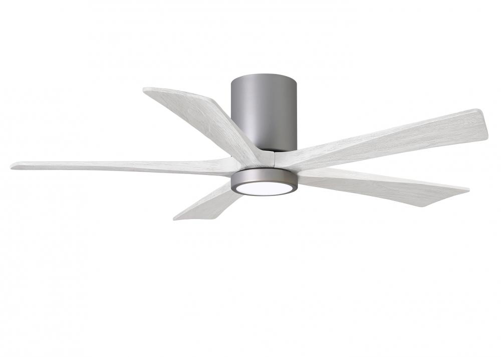Irene-5HLK - 52&#34; Five Blade Flush Mount Paddle Fan - 5CCT Integrated LED - Brushed Nickel Finish