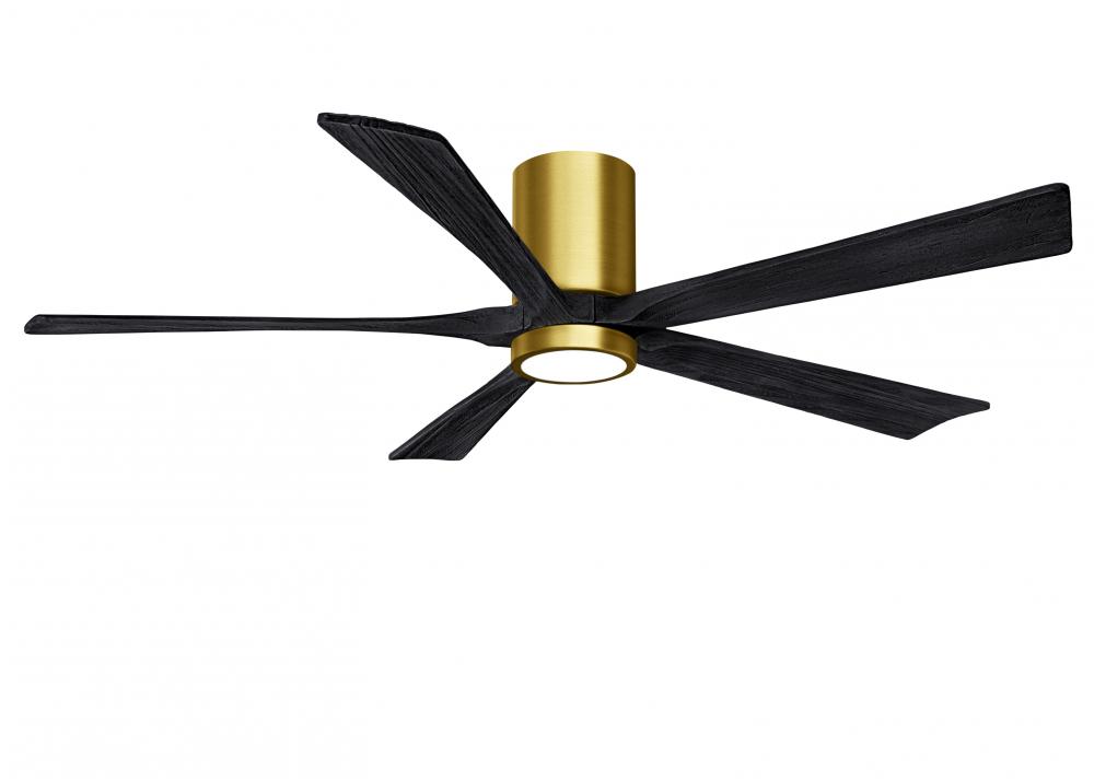 Irene-5HLK - 60&#34; Five Blade Flush Mount Paddle Fan - 5CCT Integrated LED - Brushed Brass Finish