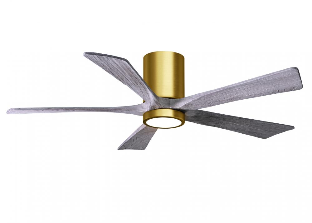 Irene-5HLK - 52&#34; Five Blade Flush Mount Paddle Fan - 5CCT Integrated LED - Brushed Brass Finish