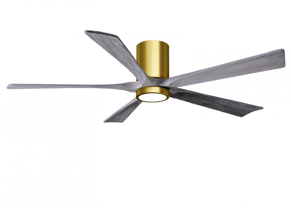 Irene-5HLK - 60&#34; Five Blade Flush Mount Paddle Fan - 5CCT Integrated LED - Brushed Brass Finish