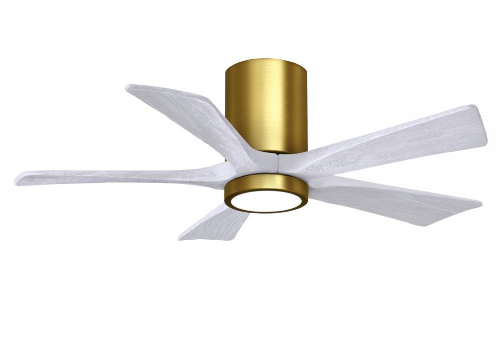 Irene-5HLK - 42&#34; Five Blade Flush Mount Paddle Fan - 5CCT Integrated LED - Brushed Brass Finish