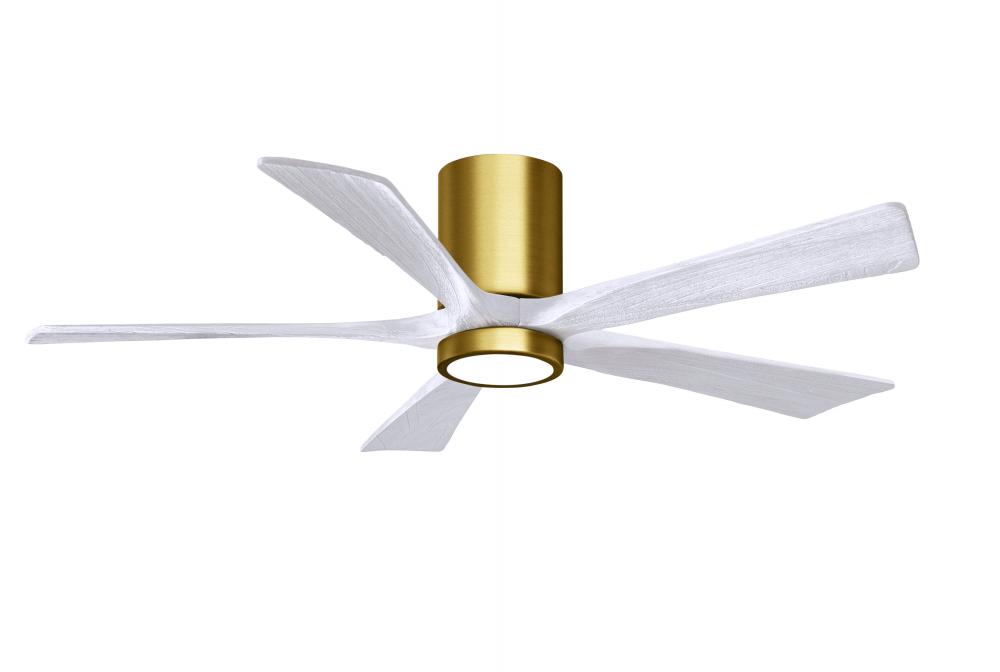 Irene-5HLK - 52&#34; Five Blade Flush Mount Paddle Fan - 5CCT Integrated LED - Brushed Brass Finish