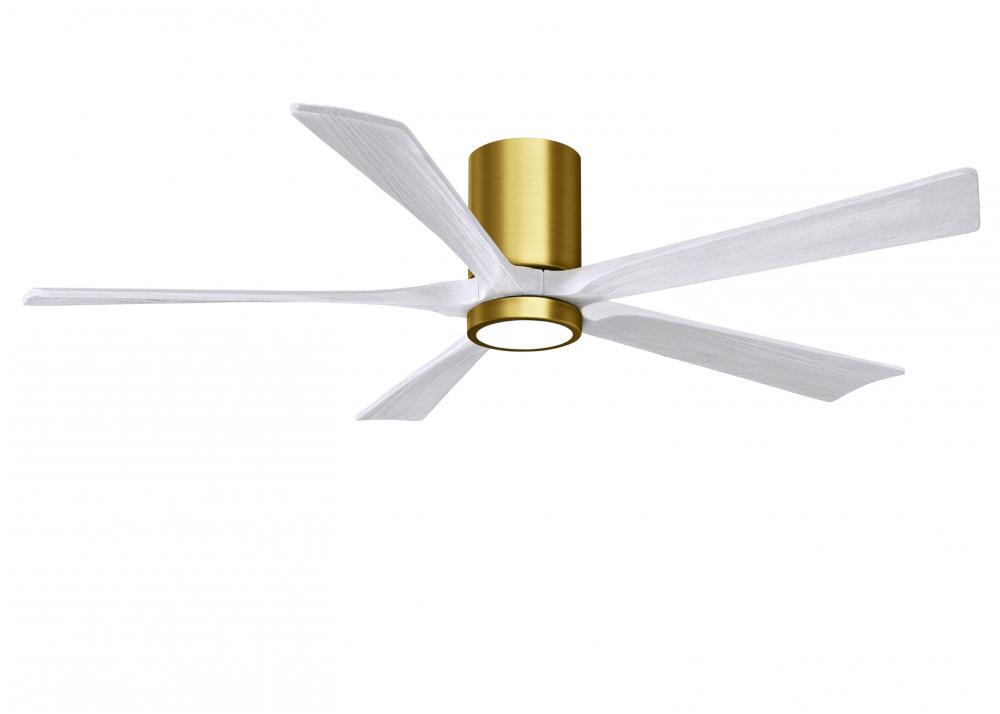 Irene-5HLK - 60&#34; Five Blade Flush Mount Paddle Fan - 5CCT Integrated LED - Brushed Brass Finish