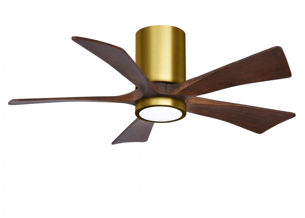 Irene-5HLK - 42&#34; Five Blade Flush Mount Paddle Fan - 5CCT Integrated LED - Brushed Brass Finish