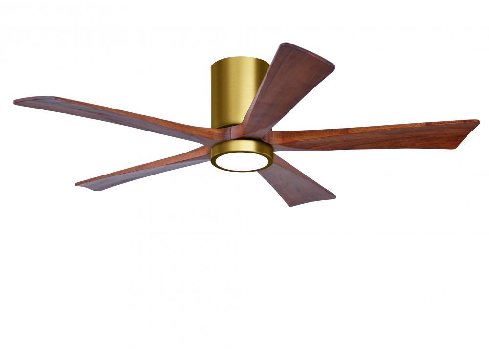 Irene-5HLK - 52&#34; Five Blade Flush Mount Paddle Fan - 5CCT Integrated LED - Brushed Brass Finish