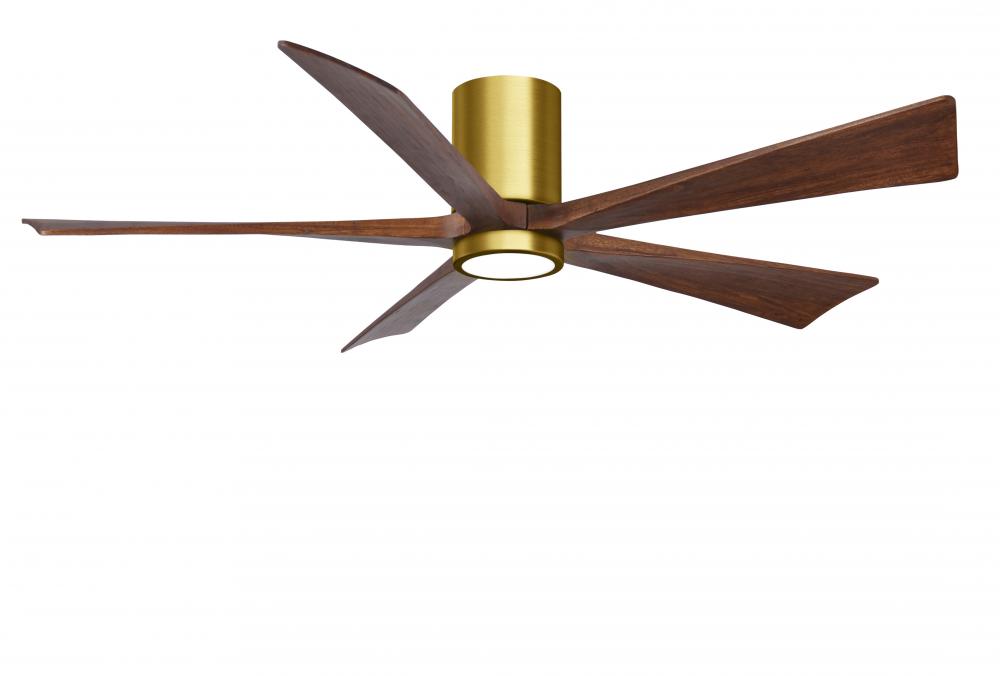 Irene-5HLK - 60&#34; Five Blade Flush Mount Paddle Fan - 5CCT Integrated LED - Brushed Brass Finish