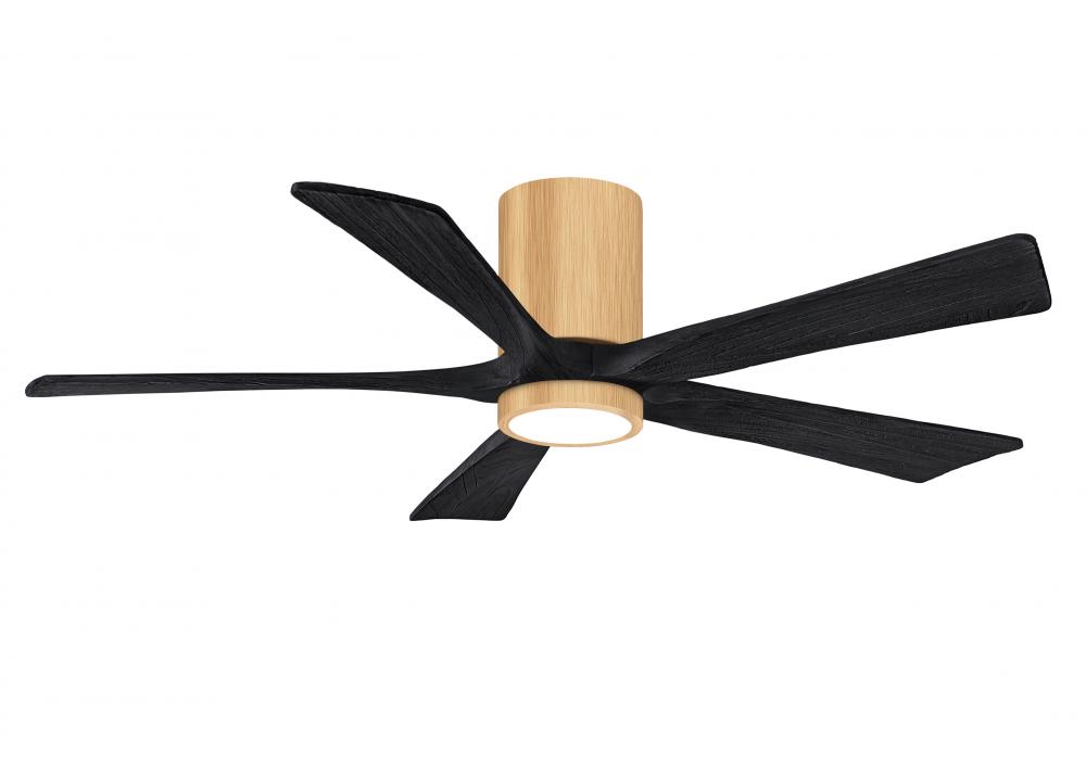 Irene-5HLK-52&#34; Five Blade Flush Mount Paddle Fan-5CCT Integrated LED -Light Maple Tone Finish