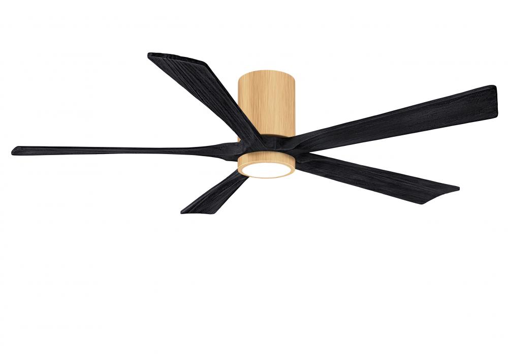 Irene-5HLK-60&#34; Five Blade Flush Mount Paddle Fan-5CCT Integrated LED -Light Maple Tone Finish