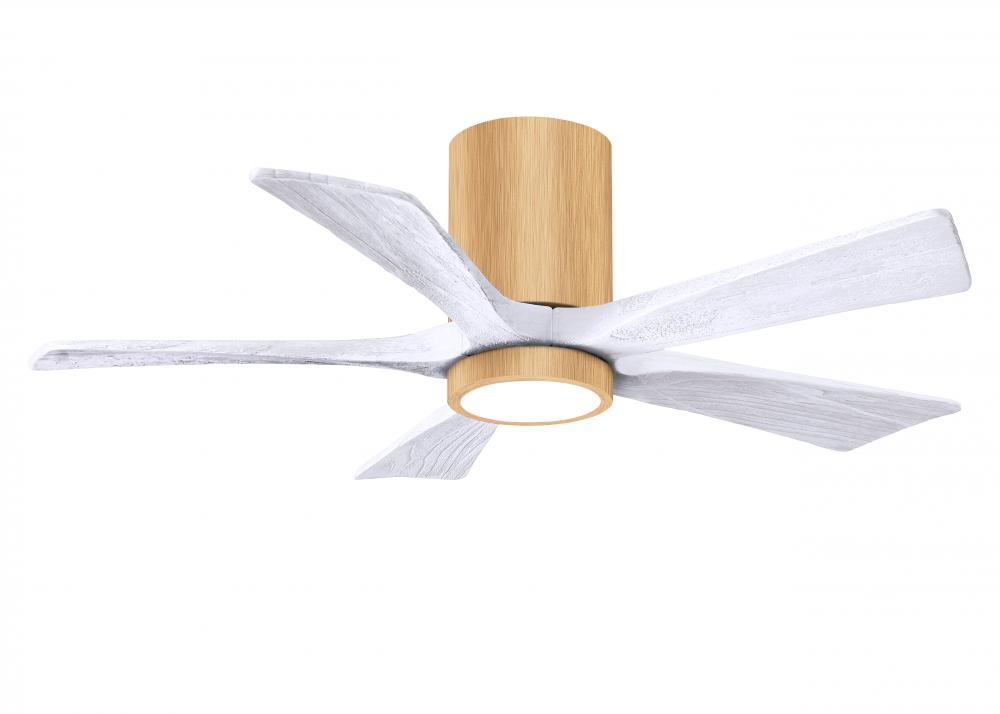 Irene-5HLK-42&#34; Five Blade Flush Mount Paddle Fan-5CCT Integrated LED -Light Maple Tone Finish