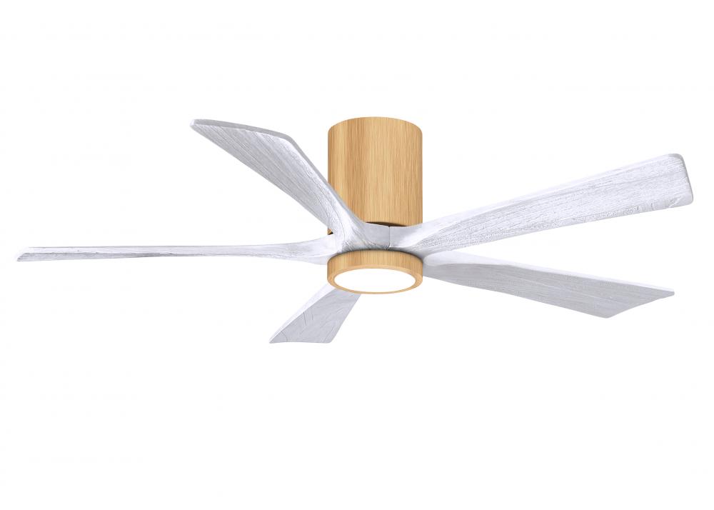 Irene-5HLK-52&#34; Five Blade Flush Mount Paddle Fan-5CCT Integrated LED -Light Maple Tone Finish