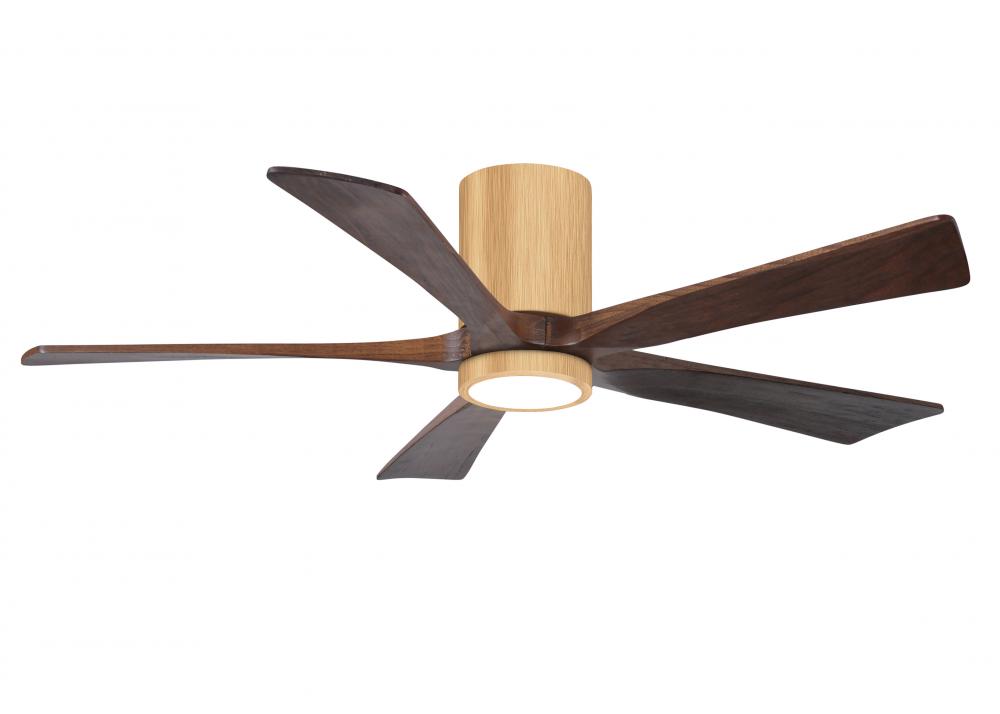 Irene-5HLK-52&#34; Five Blade Flush Mount Paddle Fan-5CCT Integrated LED -Light Maple Tone Finish