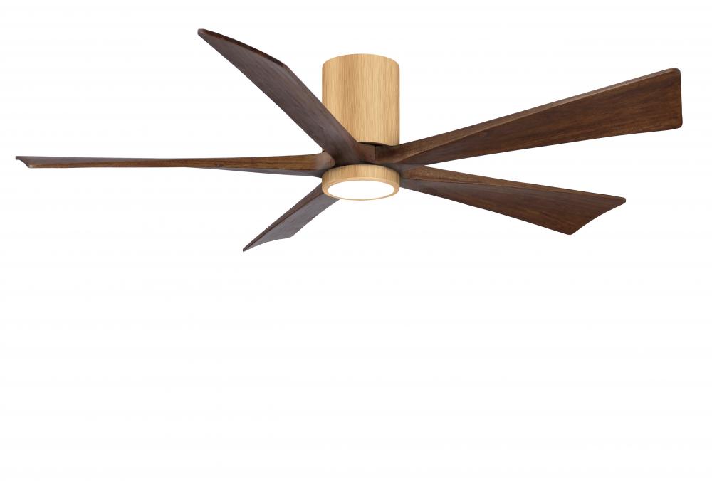 Irene-5HLK-60&#34; Five Blade Flush Mount Paddle Fan-5CCT Integrated LED -Light Maple Tone Finish