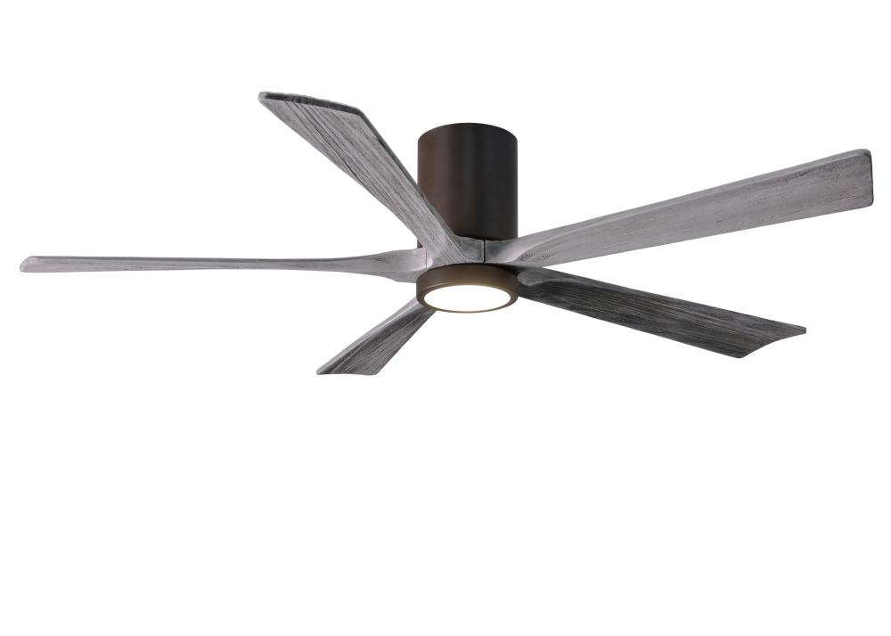 Irene-5HLK - 60&#34; Five Blade Flush Mount Paddle Fan - 5CCT Integrated LED - Textured Bronze Finis