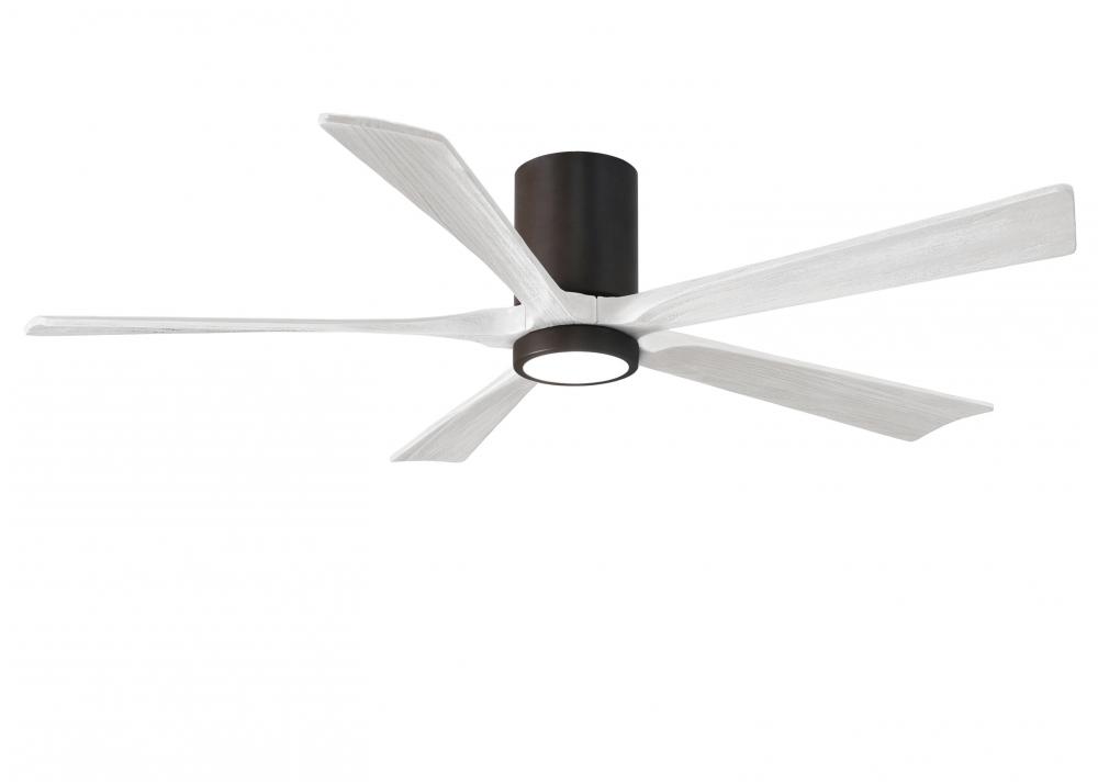 Irene-5HLK - 60&#34; Five Blade Flush Mount Paddle Fan - 5CCT Integrated LED - Textured Bronze Finis