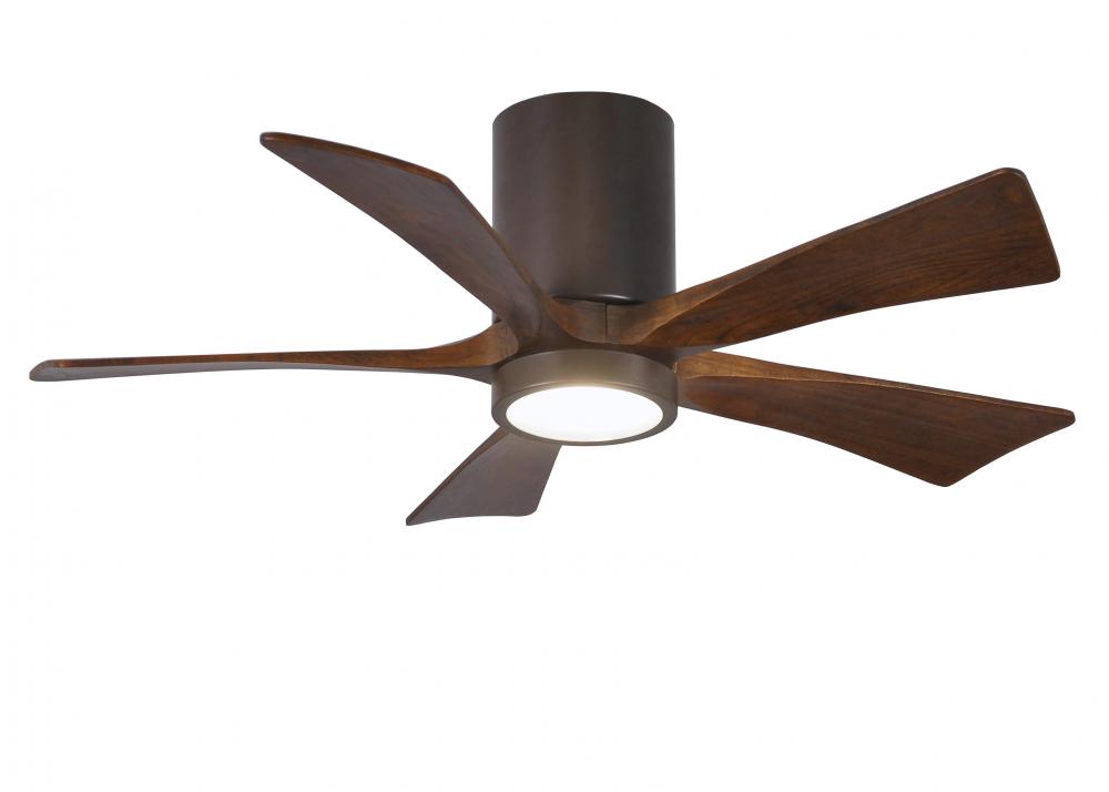 Irene-5HLK - 42&#34; Five Blade Flush Mount Paddle Fan - 5CCT Integrated LED - Textured Bronze Finis