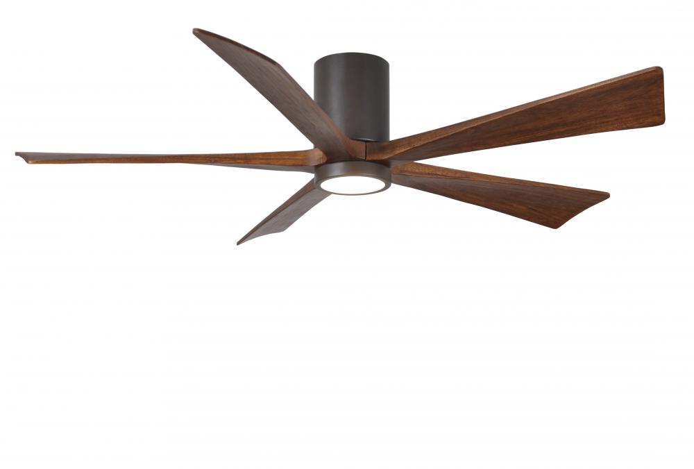 Irene-5HLK - 60&#34; Five Blade Flush Mount Paddle Fan - 5CCT Integrated LED - Textured Bronze Finis