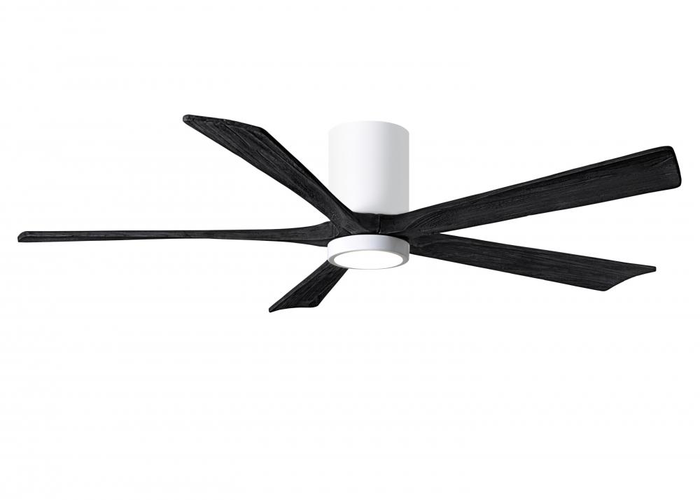 Irene-5HLK - 60&#34; Five Blade Flush Mount Paddle Fan - 5CCT Integrated LED - Gloss White Finish