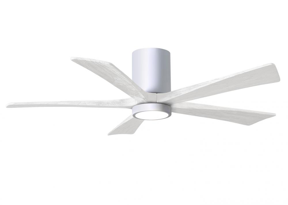 Irene-5HLK - 52&#34; Five Blade Flush Mount Paddle Fan - 5CCT Integrated LED - Gloss White Finish